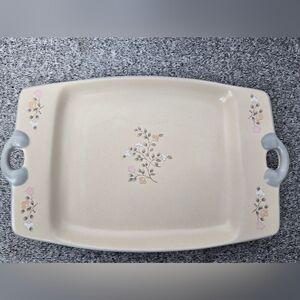 Pfaltzgraff "Remembrance" Floral Ceramic Serving Tray with Handles